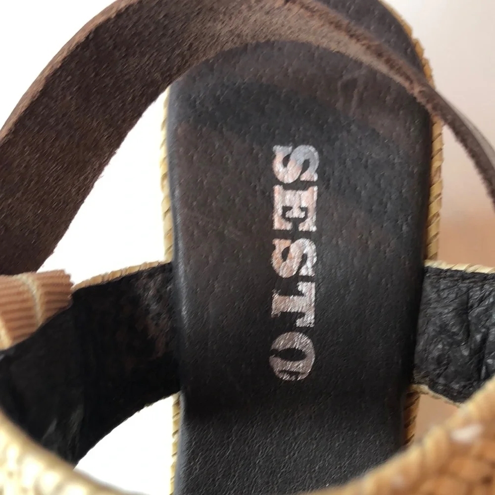NEW Sesto Meucci Slingback Wedged Heel Sandals Shoes Made In Spain Women’s 7 - Picture 5 of 15